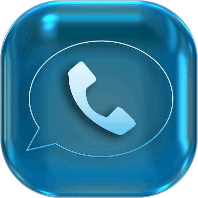 Blue button with telephone symbol VOIP